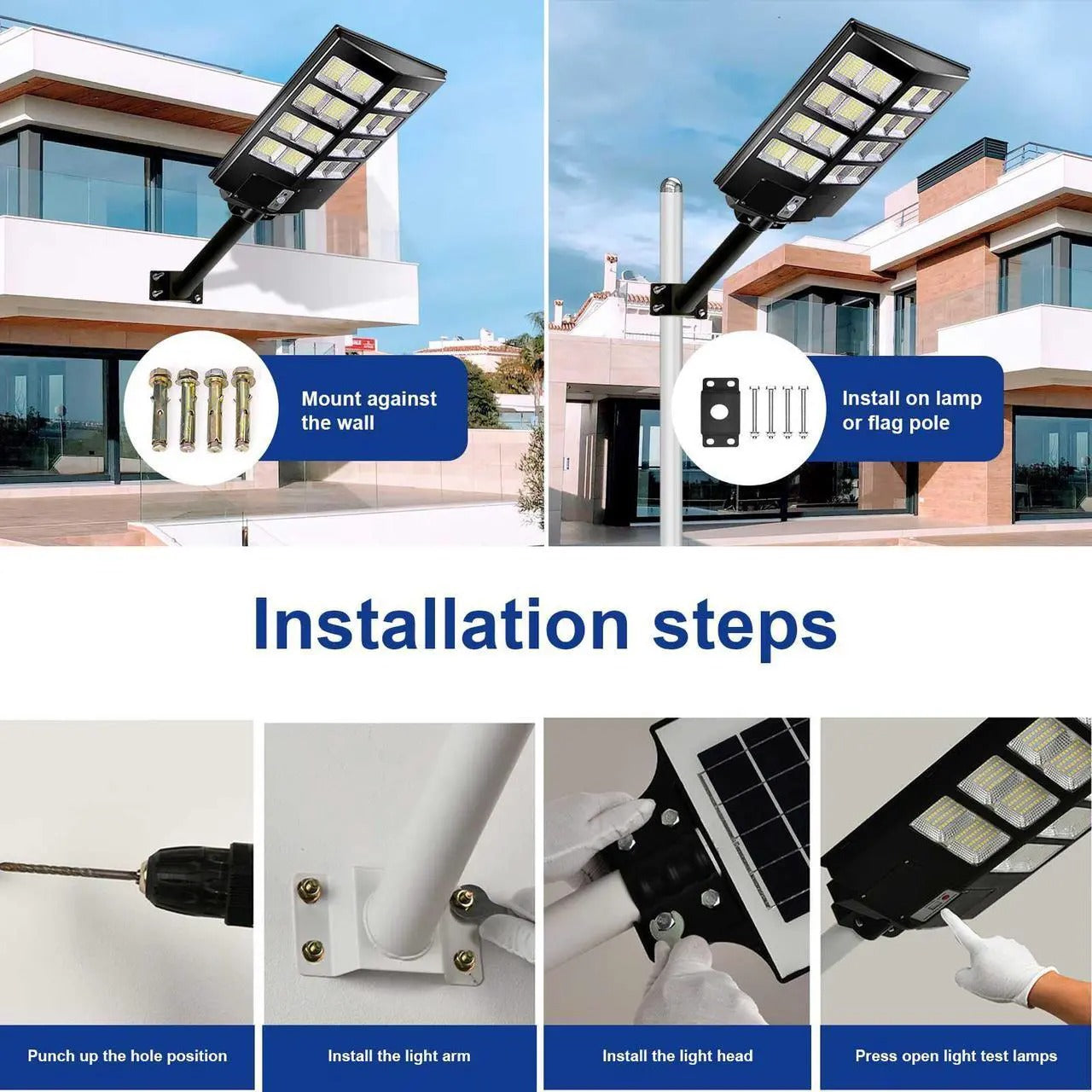 Solar LED Street Light Outdoor – Motion Sensor IP66 Waterproof Garden Light (6500K)