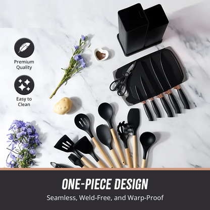 19-Piece Silicone Mold & Plastic Knife Set Kitchen Cutting Tool Kit