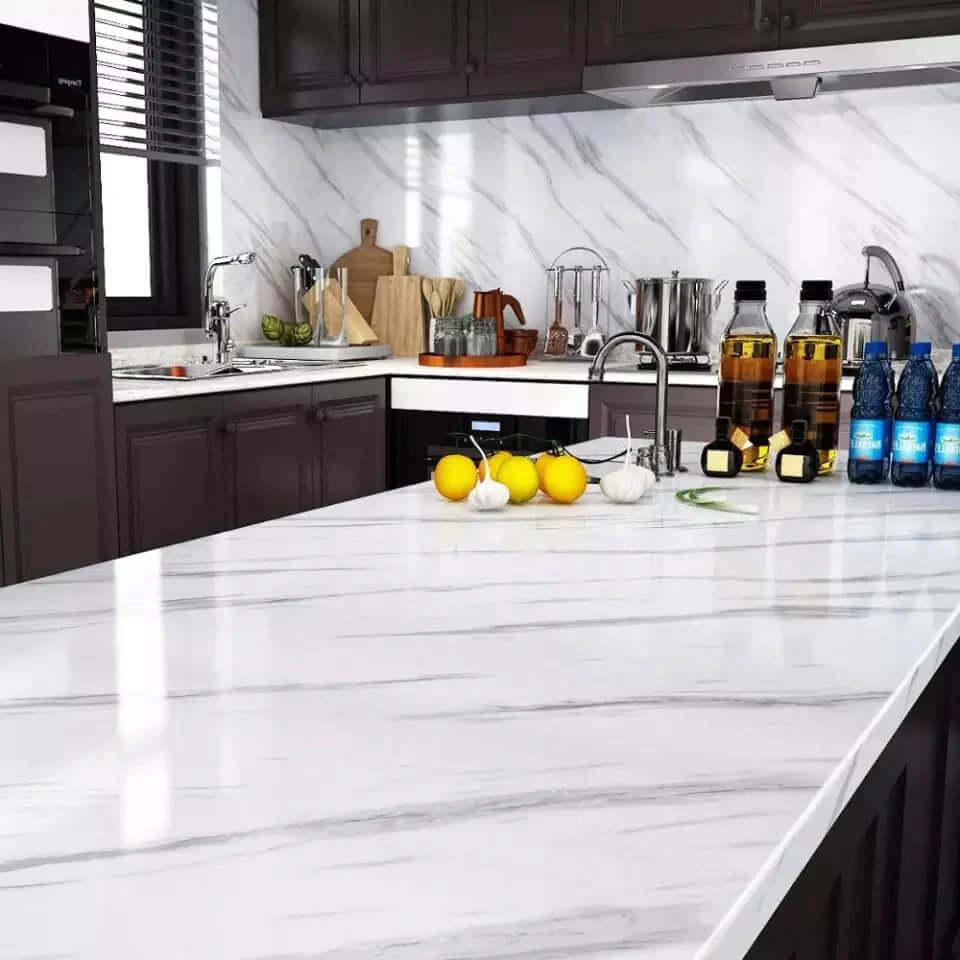 High Gloss Marble Contact Paper Peel & Stick Wallpaper