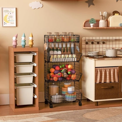 Stackable Metal Wire Rolling Storage Cart