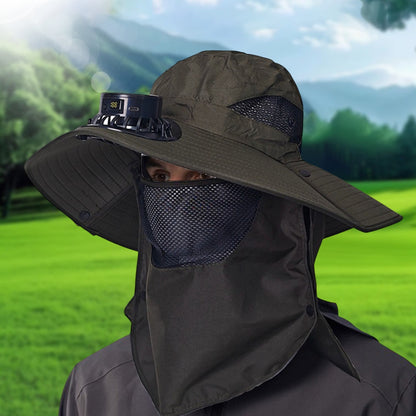 Solar Fan Hat with Wide Brim – USB & Solar Powered Cooling Cap