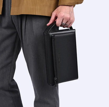 Vintage Men’s PU Leather Anti-Theft Handbag – Large Capacity & Smart Protection
