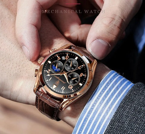 Swiss Waterproof Leather Watch – Elegant Design