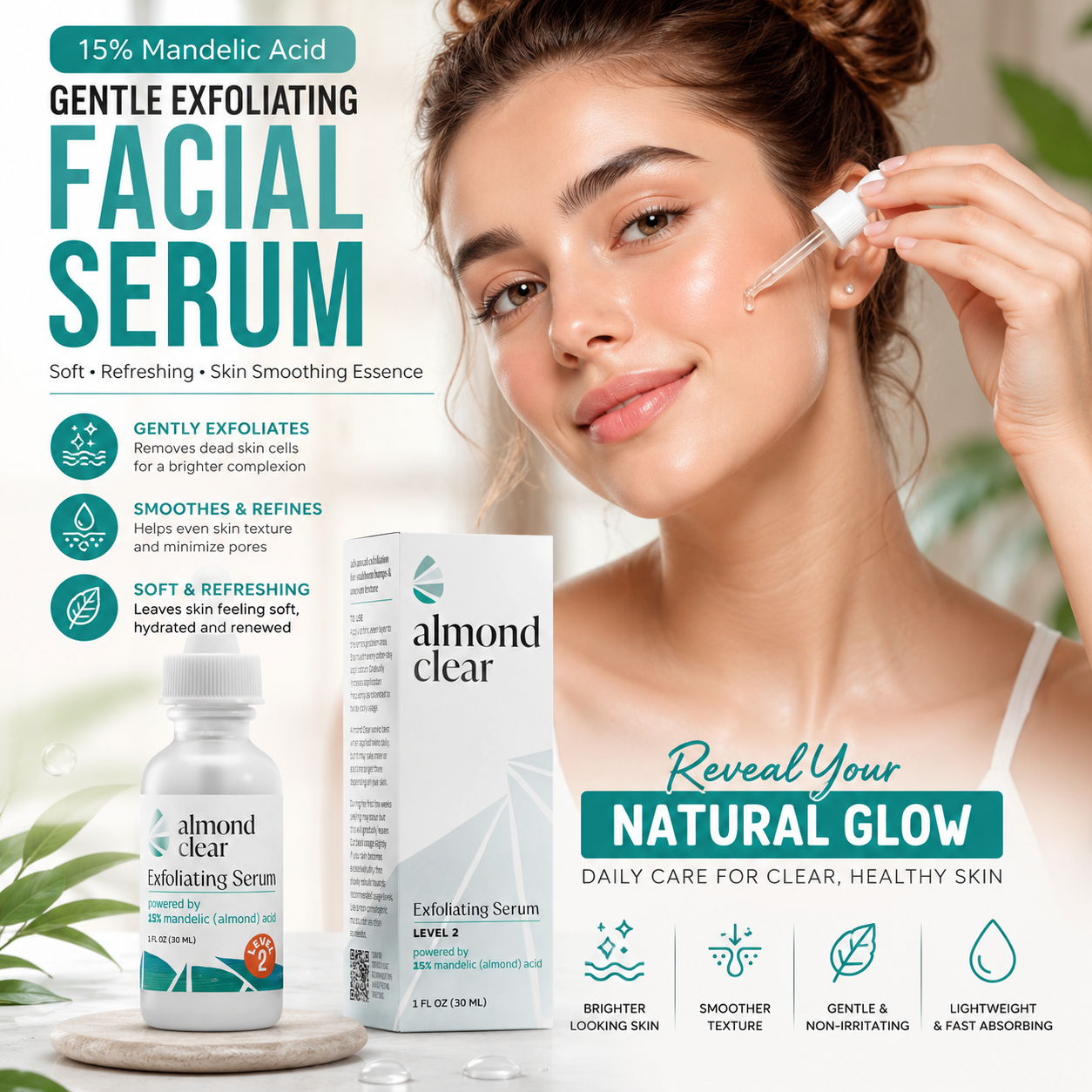 Exfoliating Facial Serum – Gentle Skin Smoothing & Brightening Essence (30ml)
