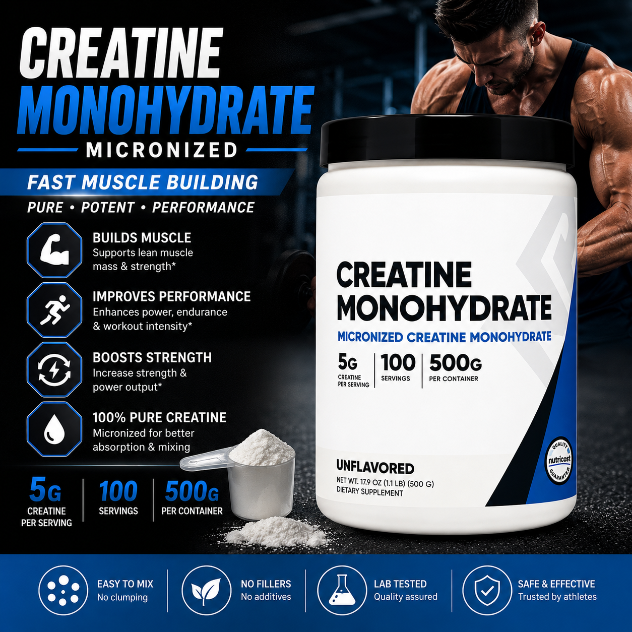 Micronized Creatine Monohydrate Powder – Fitness & Sports Nutrition for Strength and Performance