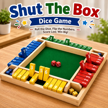 Wooden Chess Set with Shut Box Dice – Classic Educational Family Board Game