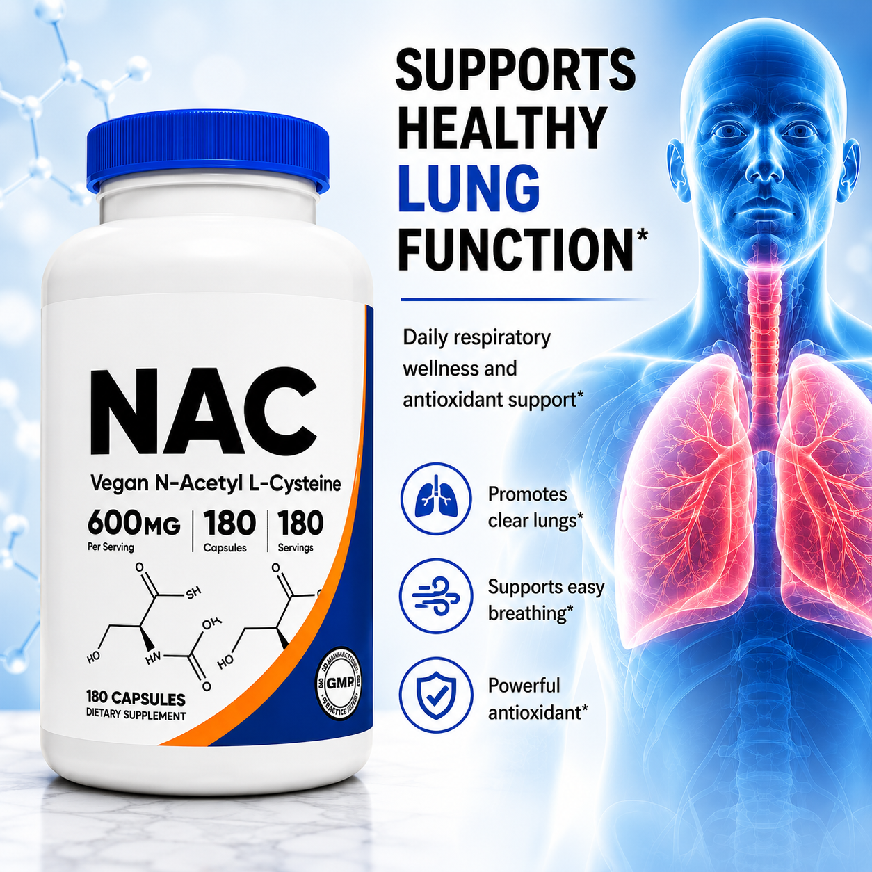 High-Potency NAC Veg Capsules with Glutathione Precursor