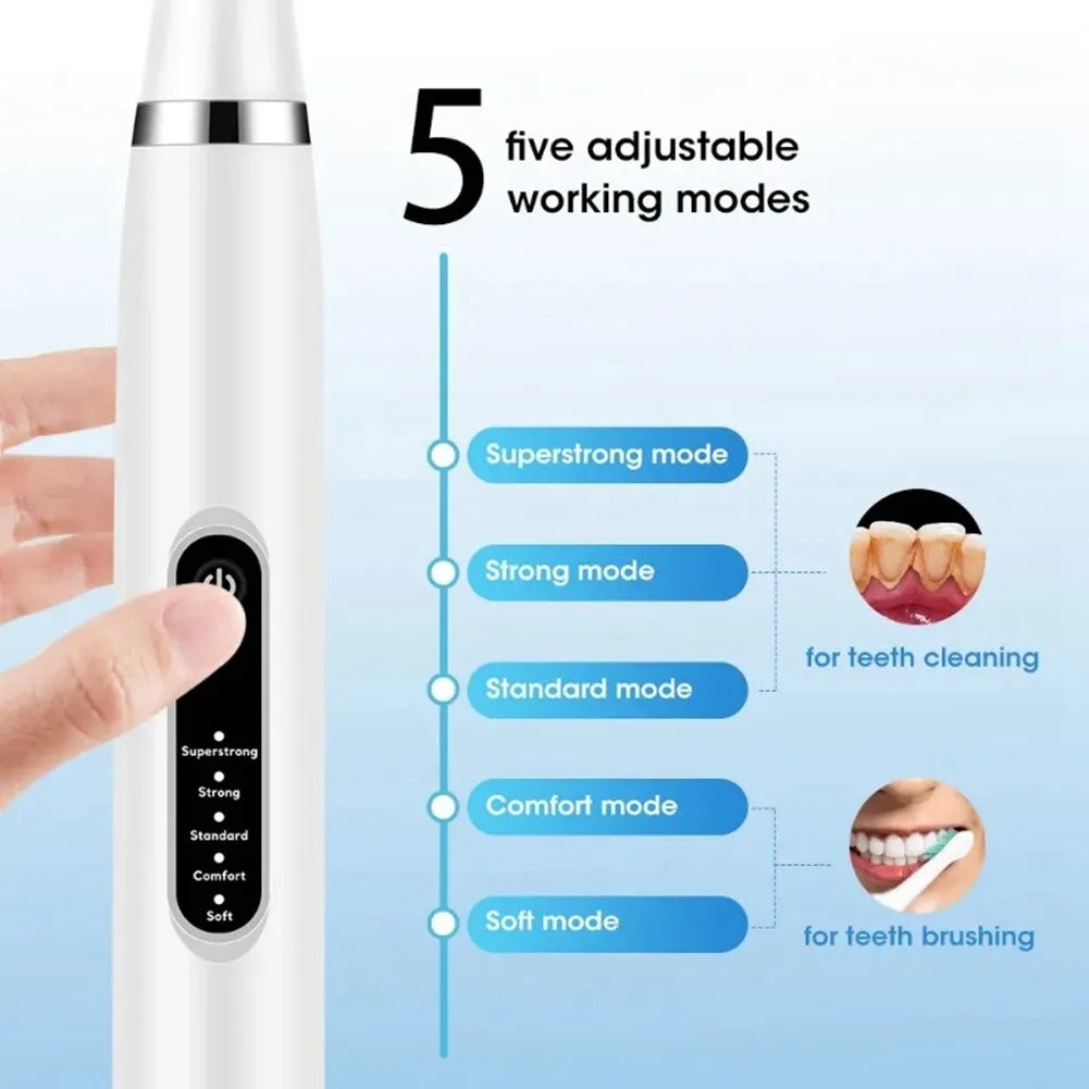 Ultrasonic Tooth Scaler & Electric Toothbrush – 6 Modes with DuPont Brush Head