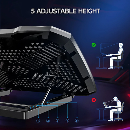 Portable Laptop Cooling Pad – Adjustable Stand with 4 Cooling Fans & LCD Display