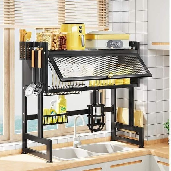 Space-Saving Kitchen Drying Rack — 2-Tier Metal Drainer