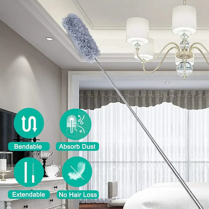 Telescopic Electrostatic Feather Duster – Extendable Dust Cleaning Tool
