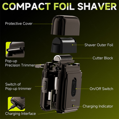 Mini Electric Foil Shaver – Rechargeable Portable Beard Trimmer for Men