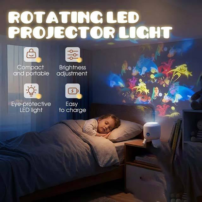 Dynamic Rotating LED Projector Light – USB Rechargeable Touch Control Ambient Lamp