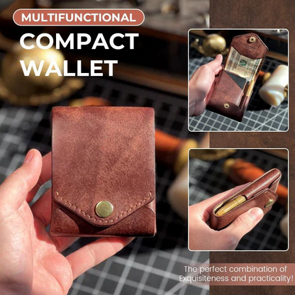 Compact PU Leather & Front Pocket Wallet with Built-In Pen Holder
