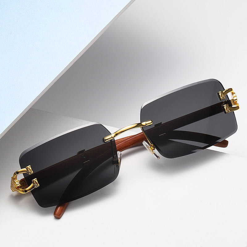 Luxury Rimless Sunglasses – Leopard Hinge UV400 Gradient Lens Design