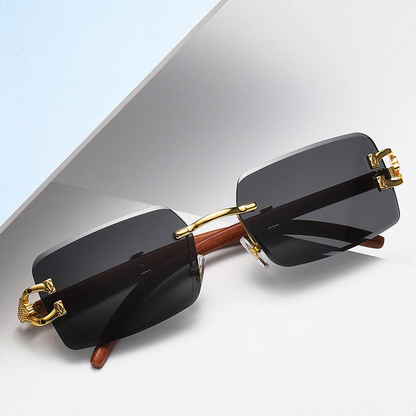 Luxury Rimless Sunglasses – Leopard Hinge UV400 Gradient Lens Design