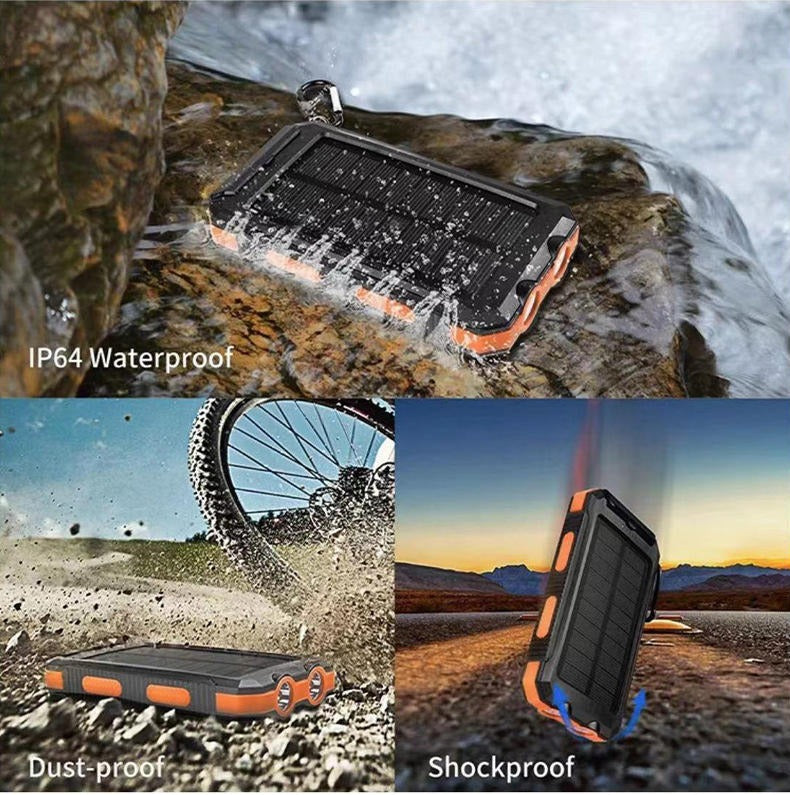 Waterproof Solar Power Bank — 20000mAh Portable Charger