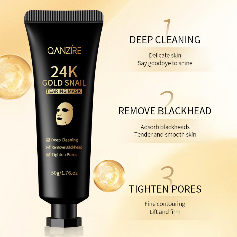24K Gold Snail Peel Off Face Mask – Deep Cleansing & Hydrating Skincare Treatment