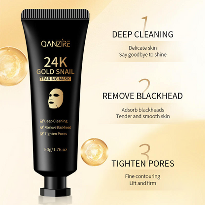 24K Gold Snail Peel Off Face Mask – Deep Cleansing & Hydrating Skincare Treatment