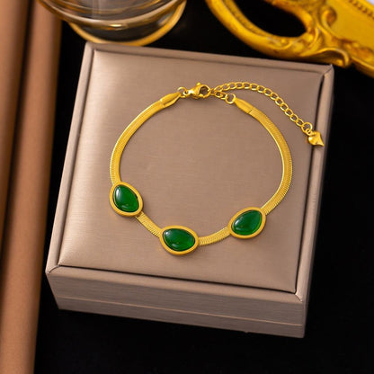 Emerald Vintage Snake Chain Jewellery Set
