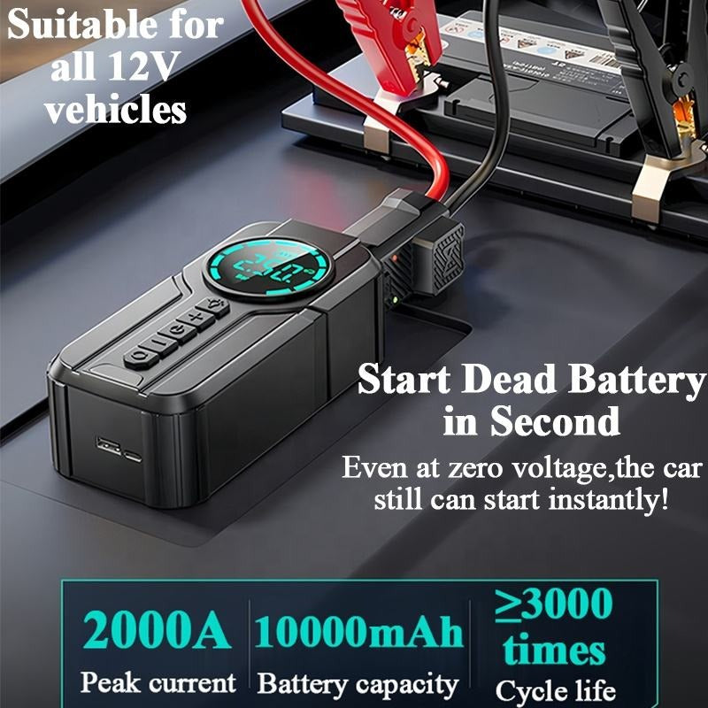 5-in-1 Portable Car Jump Starter — 12V Booster with Inflator