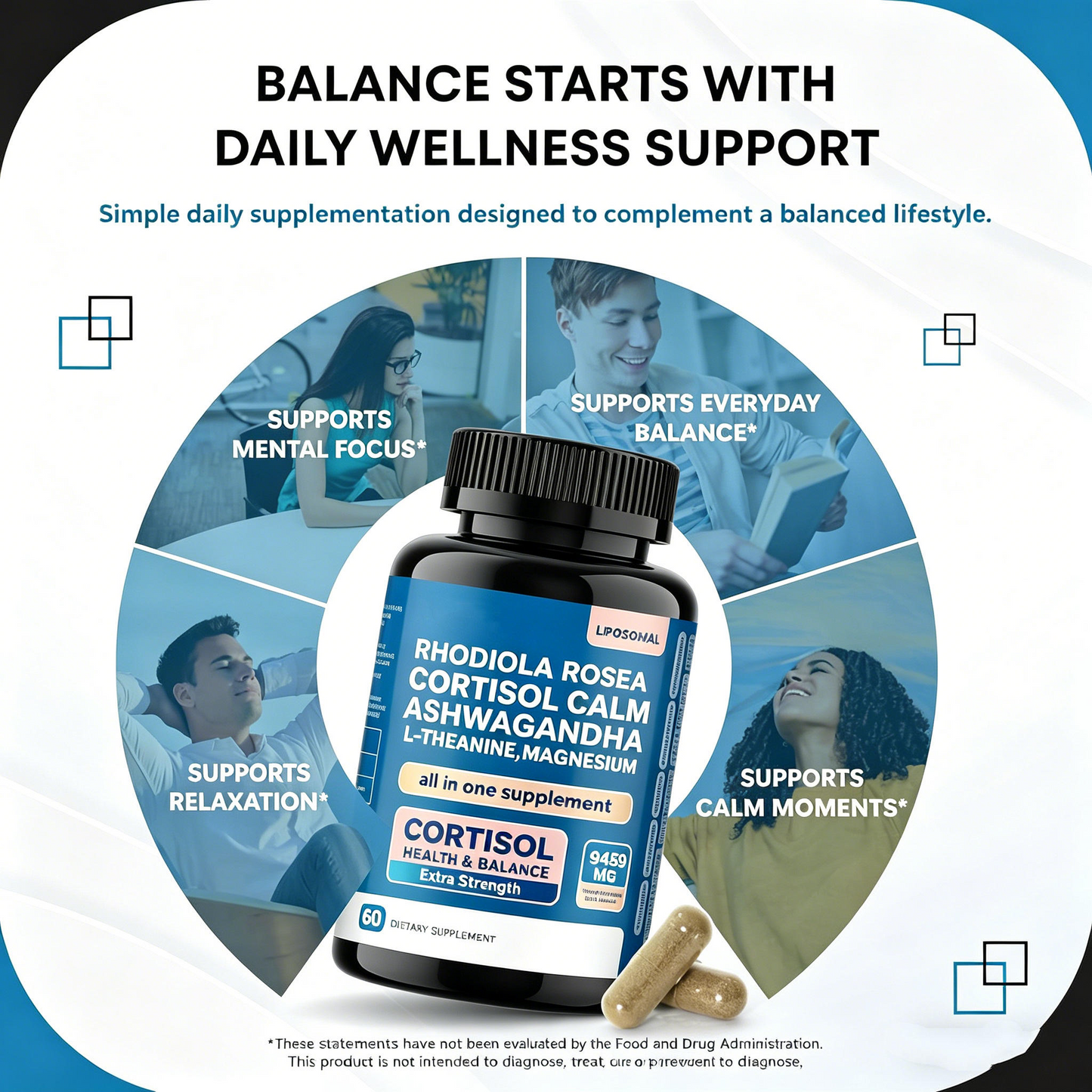 All-in-1 Calm Magnesium Capsules – Stress Relief, Cortisol Balance & Sleep Support