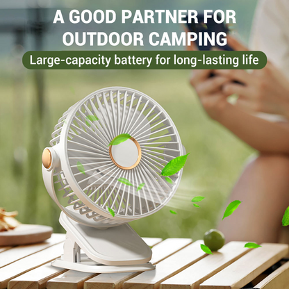Portable USB Clip Fan – Ultra Quiet Rechargeable Cooling Fan