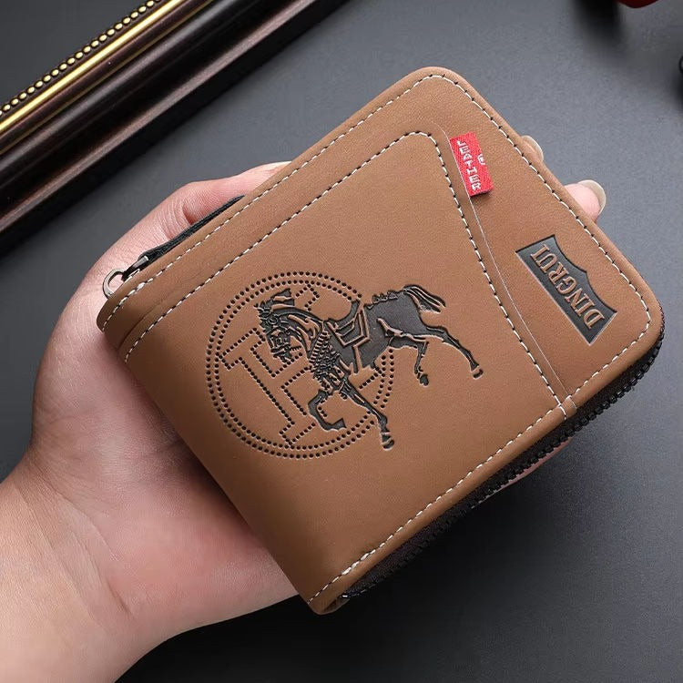 Men’s Retro Short Zipper Wallet – Stylish, Compact & Everyday Essential
