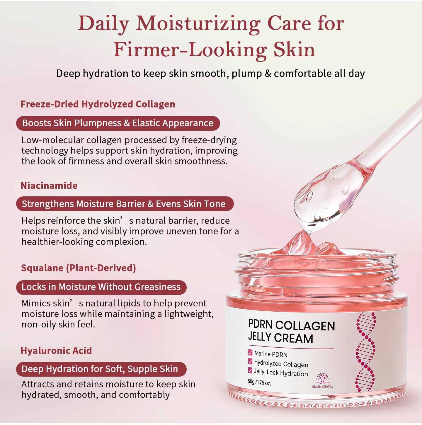PDRN Collagen Jelly Cream – Deep Hydration Face Moisturizer for Firm & Radiant Skin