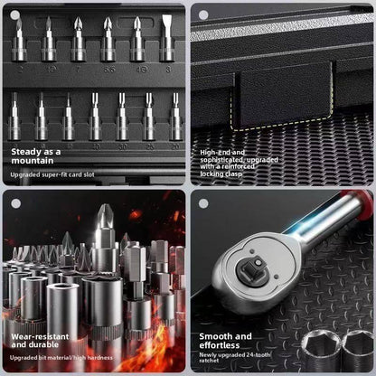 46-Piece 1/4-Inch Socket Wrench Set — Metric Repair Kit