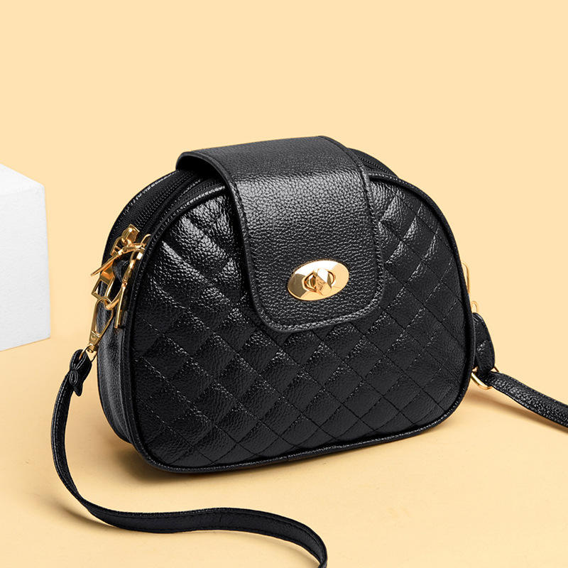 Women's Diamond-Pattern Small Shoulder Bag – Stylish Three Layer Rectangular Crossbody Purse