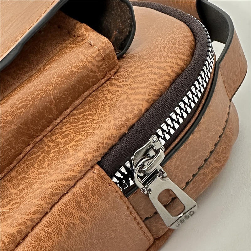 Men’s Waterproof Leather Crossbody Bag – Stylish Shoulder Messenger Bag
