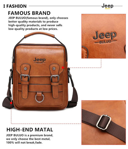 Men’s Waterproof Leather Crossbody Bag – Stylish Shoulder Messenger Bag