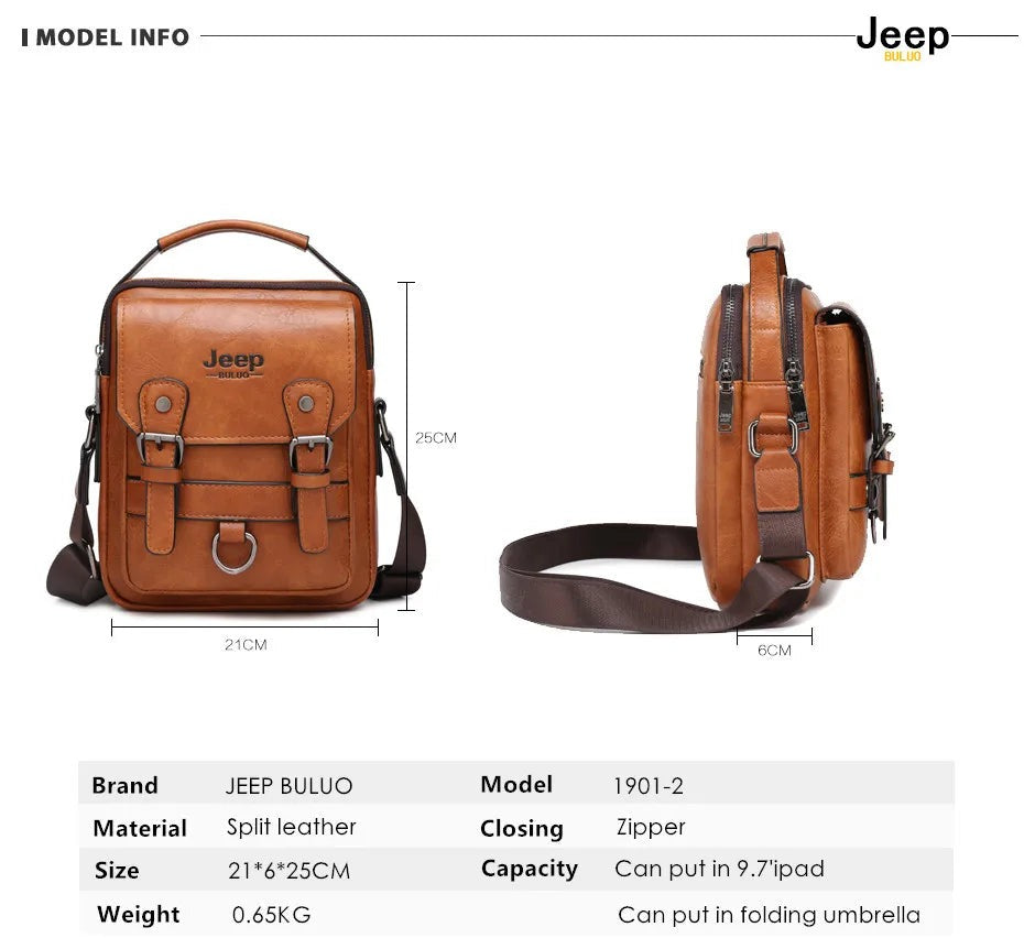 Men’s Waterproof Leather Crossbody Bag – Stylish Shoulder Messenger Bag