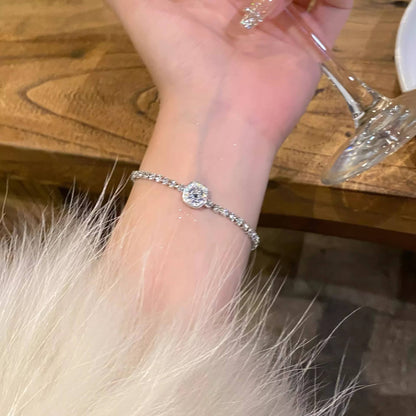 Korean Style Micro Rhinestone Tennis Bracelet – Chic, Adjustable & Elegant