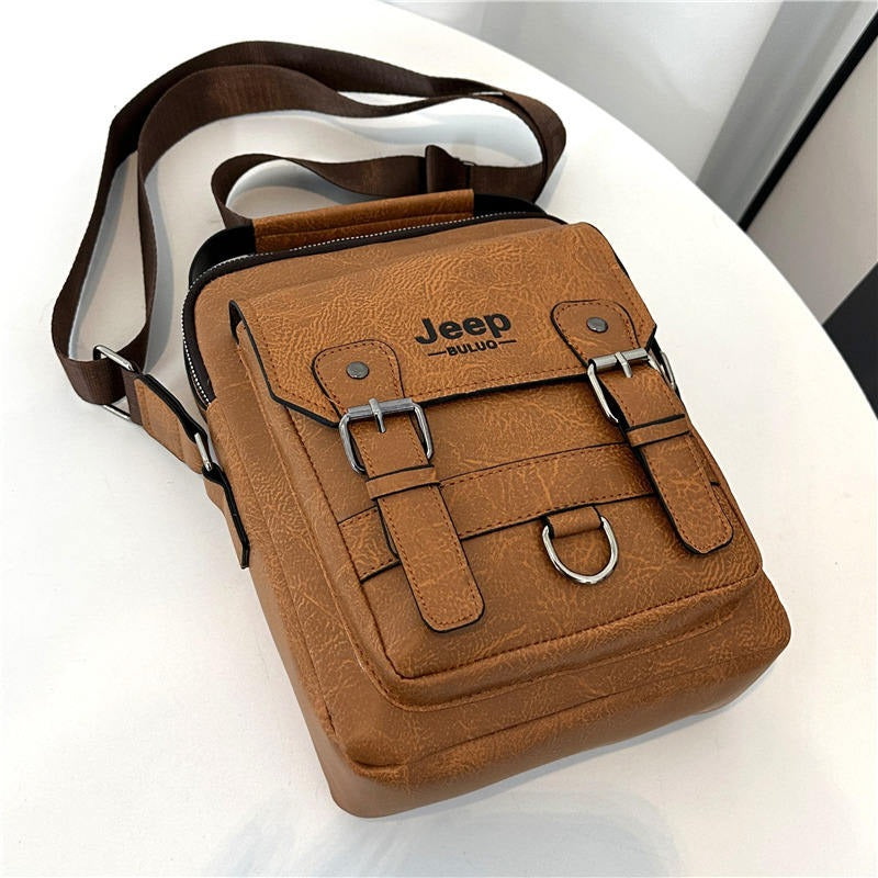 Men’s Waterproof Leather Crossbody Bag – Stylish Shoulder Messenger Bag