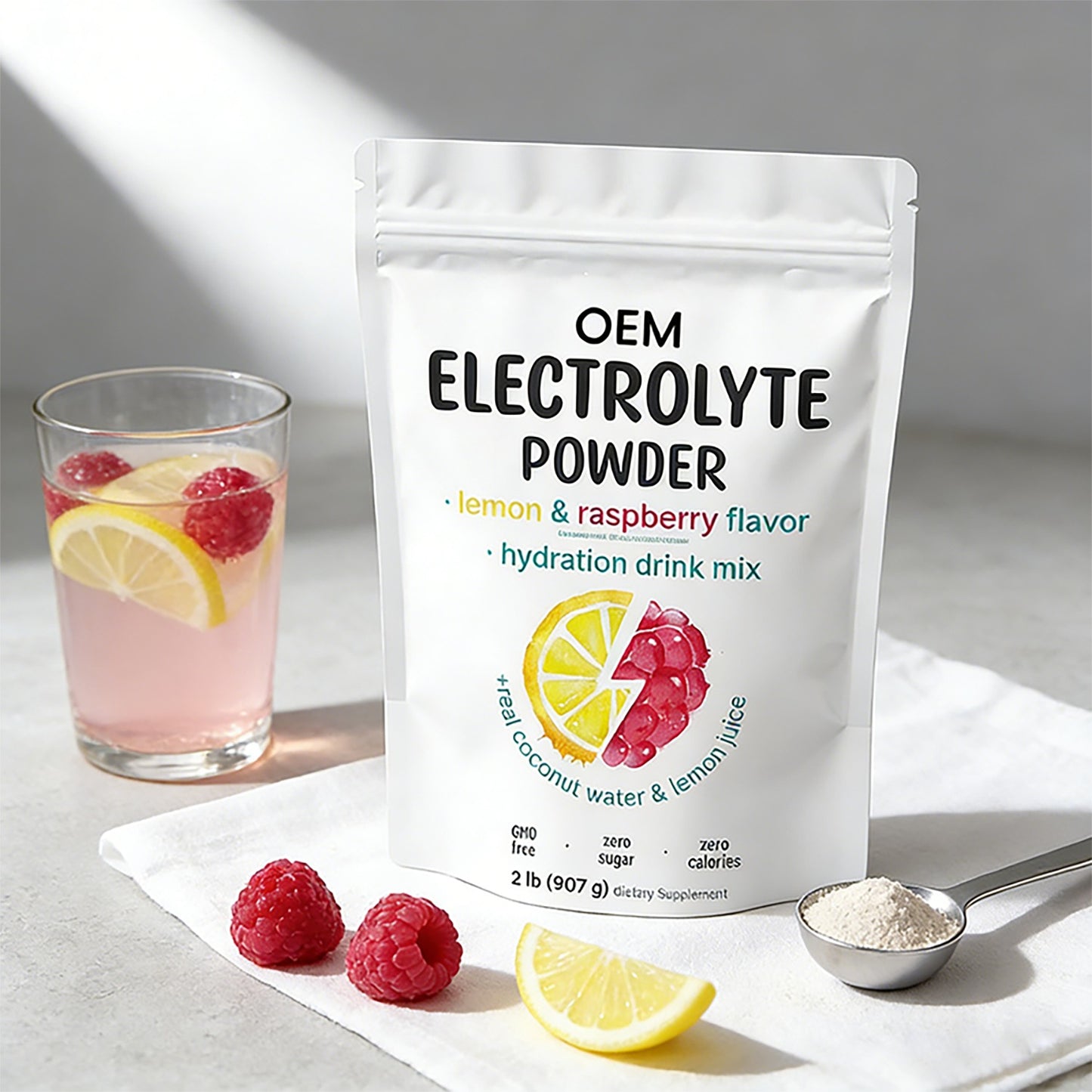 Electrolyte Hydration Powder – Lemon & Raspberry Energy Drink Mix