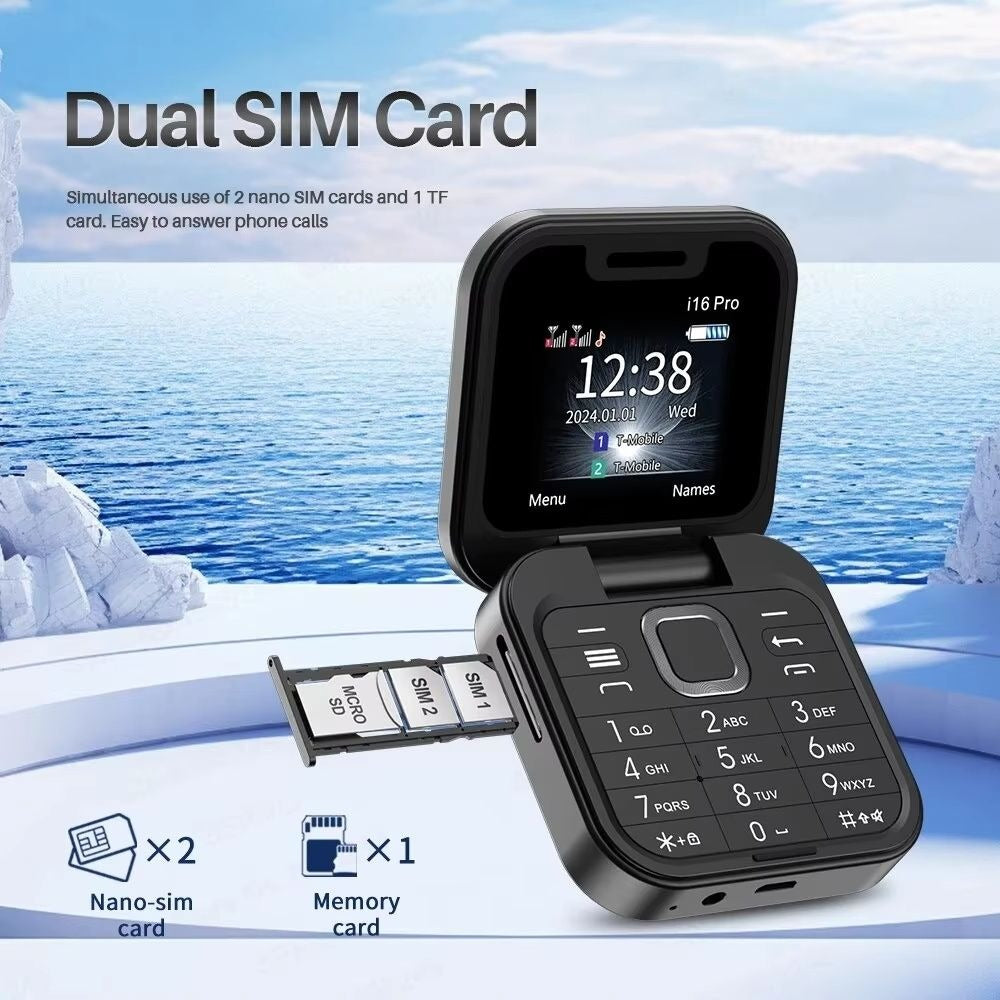 i16 Mini Flip Phone with Dual SIM