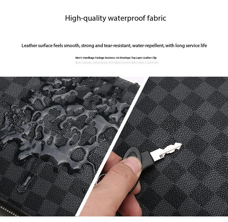 Luxury Men’s Vintage Clutch Wallet — Check Design