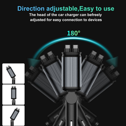 4 in 1 Starlight Car Charger – Fast Charging with Retractable Cables