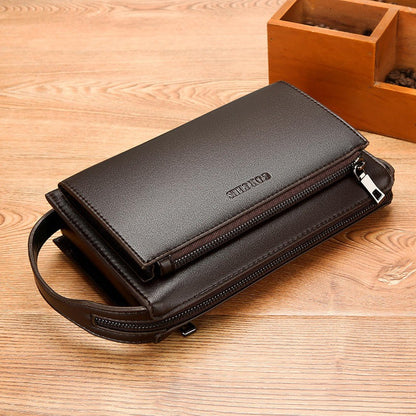 Vintage Men’s PU Leather Anti-Theft Handbag – Large Capacity & Smart Protection