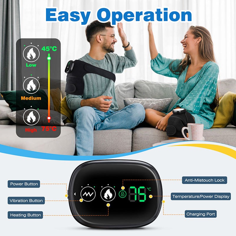 Electric Knee Massager with Heat – Vibration Joint Wrap for Knee, Elbow & Shoulder