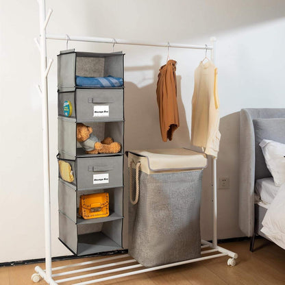 Hanging Closet Organizer – 5 Shelves & 6 Side Pockets
