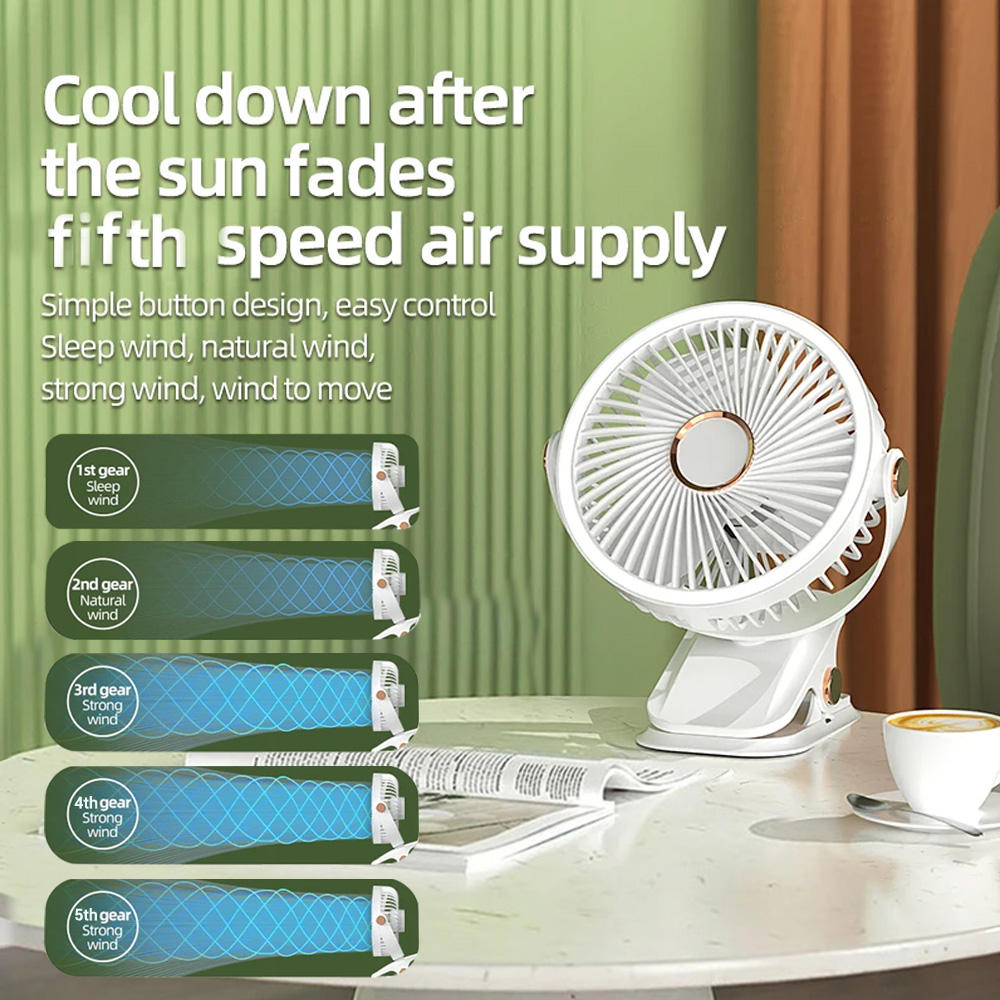 Portable USB Clip Fan – Ultra Quiet Rechargeable Cooling Fan