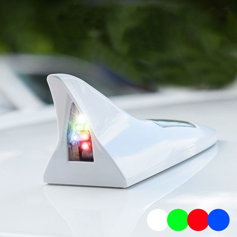 LED Warning Light Solar-Powered Shark Fin Car Antenna