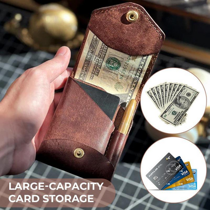 Compact PU Leather & Front Pocket Wallet with Built-In Pen Holder