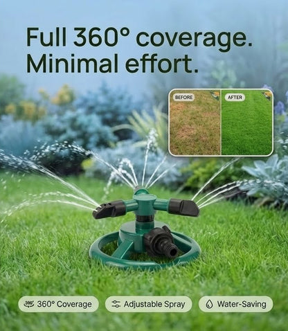360° Garden Sprinkler Effortless, Even Watering Every Time