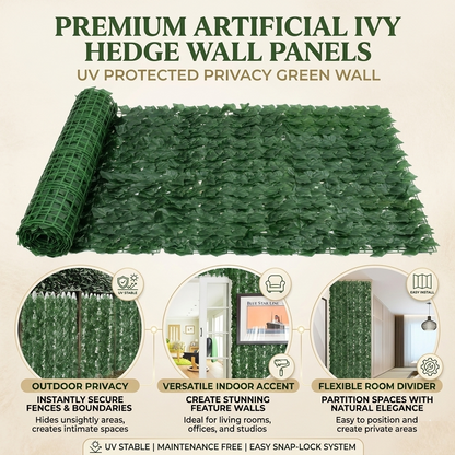 Artificial Ivy Hedge Wall Panels – UV Protected Privacy Green Wall