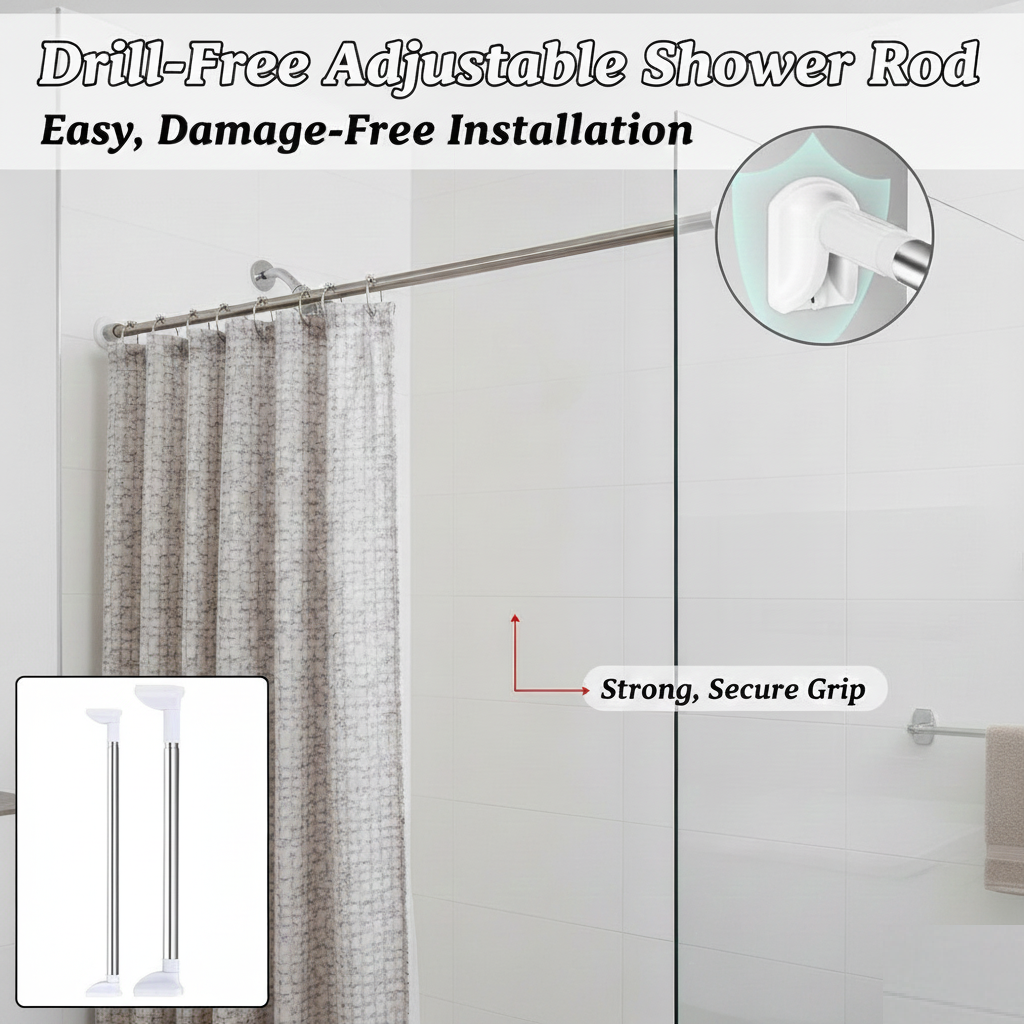 Drill-Free Adjustable Rod – Easy, Damage-Free Installation