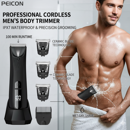 Professional Cordless Men’s Body Trimmer – IPX7 Waterproof & Precision Grooming